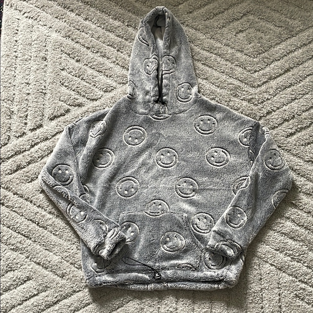 Gray Smiley Face Hoodie